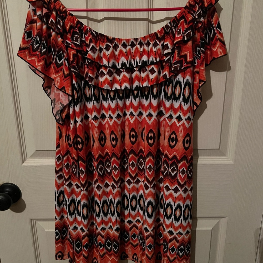 Orange Geometric Print Top